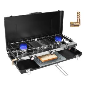 3-Burner Propane Camping Stove - Portable with Toast Tray 3-Burner Propane Camping Stove - Portable with Toast Tray