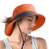 Safari Sun Hats for Women Summer Hat Wide Brim UV UPF Protection Ponytail Outdoor Fishing Hiking Hat for Female 2021 - Orange