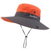 Safari Sun Hats for Women Summer Hat Wide Brim UV UPF Protection Ponytail Outdoor Fishing Hiking Hat for Female 2021 - Orange