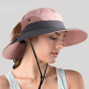 Safari Sun Hats for Women Summer Hat Wide Brim UV UPF Protection Ponytail Outdoor Fishing Hiking Hat for Female 2021 - Pink