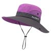 Safari Sun Hats for Women Summer Hat Wide Brim UV UPF Protection Ponytail Outdoor Fishing Hiking Hat for Female 2021 - Purple