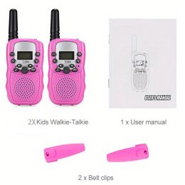 2pc Multifunctional Portable Kids Walkie Talkie With LED Backlight For Outdoor Camping Hiking - 2pcs Pink