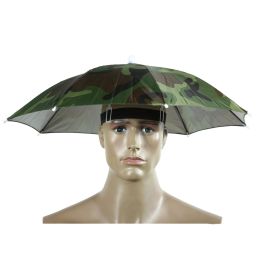 55cm Foldable Headwear Umbrella Fishing Hiking Hat Cap Camping Headwear Camo - Camouflage