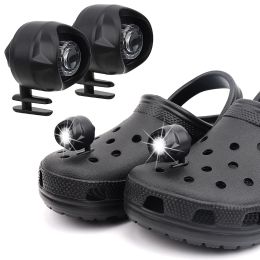 Headlights for croc;  2Pcs croc lights for shoes;  light up croc charms for Dog Walking;  Handy Camping; Waterproof; 3 Modes croc lights - black