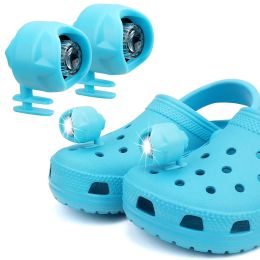 Headlights for croc;  2Pcs croc lights for shoes;  light up croc charms for Dog Walking;  Handy Camping; Waterproof; 3 Modes croc lights - Blue