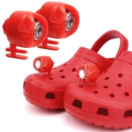 Headlights for croc;  2Pcs croc lights for shoes;  light up croc charms for Dog Walking;  Handy Camping; Waterproof; 3 Modes croc lights - Red