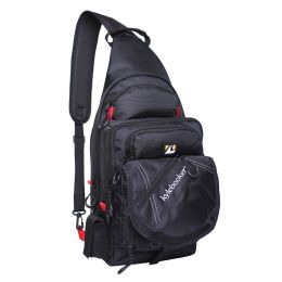 Fishing Sling Pack Fishing Crossbody Gear Storage Shoulder Bag - Black with Red