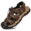 Summer Men Casual Beach Outdoor Water Shoes Breathable Trekking Sandals Hiking Climbing Fishing Genuine Leather Leisure Sandals - Dark brown - 40