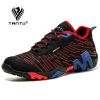 TANTU Mesh+Suede New Arrival Climbing Hunting Shoes Camping Breathable Hiking Men Shoes Non-Slip Outdoor Plus Size 39~46 - Black Red - 46