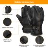 Electric Heated Gloves USB Plug Touchscreen Thermal Gloves Leather Windproof Winter Hands Warmer Unisex - Black