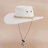 Western Cowboy Hat Vintage Jazz Hat Outdoor Fishing Cowgirl Sun Hat Wide Brim Summer Sunscreen Travel Beach Hat - Khaki