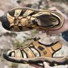 Summer Men Casual Beach Outdoor Water Shoes Breathable Trekking Sandals Hiking Climbing Fishing Genuine Leather Leisure Sandals - Dark brown - 44