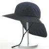 Wide Brim Sun Screen Hat With Neck Flap; Adjustable Waterproof Quick-drying Outdoor Hiking Fishing Cap For Men Women - Black