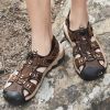 Summer Men Casual Beach Outdoor Water Shoes Breathable Trekking Sandals Hiking Climbing Fishing Genuine Leather Leisure Sandals - Dark brown - 39