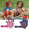 Rechargeable Walkie Talkie For Kids; Two-Way Radio Walky Talky With Flashlight Children Outdoor Game Interphone Toy Game And Gifts - Blue+Pink