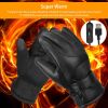 Electric Heated Gloves USB Plug Touchscreen Thermal Gloves Leather Windproof Winter Hands Warmer Unisex - Black