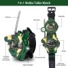 2Pcs Walkie Talkies Watches Toy 7 in 1 Two Way Interphone Kids Wrist Watch with Flashlight Christmas Gift for Boys Girls Age 6 Plus - Green