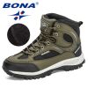 BONA 2022 New Designers Nubuck Shoes Men Outdoor Sports Tactical Male Boots Hiking Mountain Shoes Man Camping Climbing Footwear - Deep blue S gray - 8